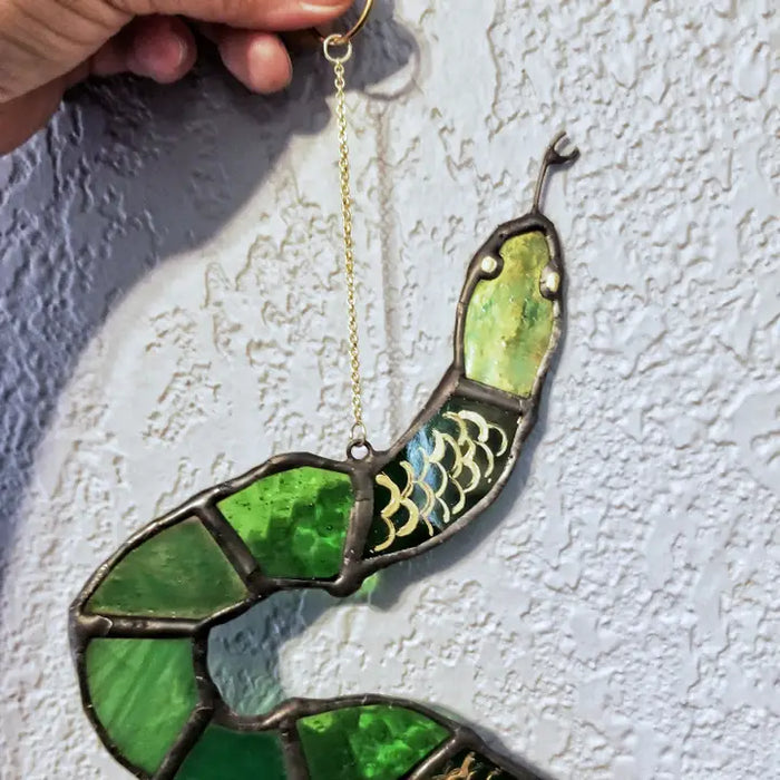 Lost & Found Hanging Stained Glass Snake