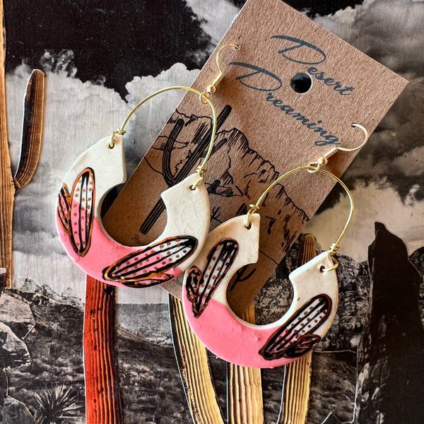 TOUGH KITTY DESIGNS  Desert Dreaming Ceramic Earrings Totem Hoops