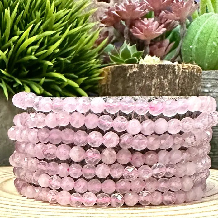 KayleeNYC Faceted Natural Rose Quartz Crystal Bracelet