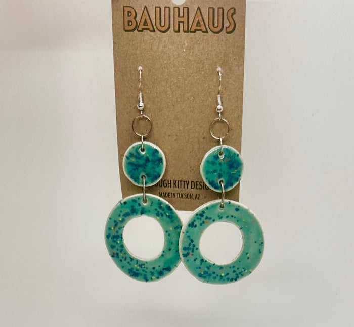 Tough Kitty Designs Bauhaus Speckled Jade Ceramic Hoops