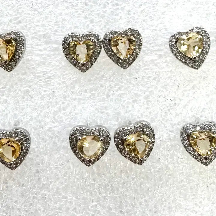 KayleeNYC Natural Citrine Heart Sterling Silver Earring Stud