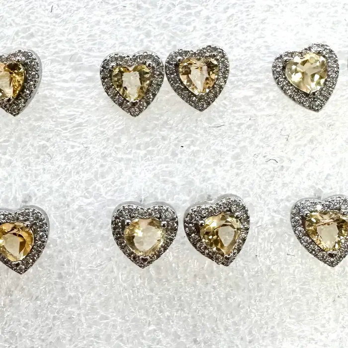 KayleeNYC Natural Citrine Heart Sterling Silver Earring Stud