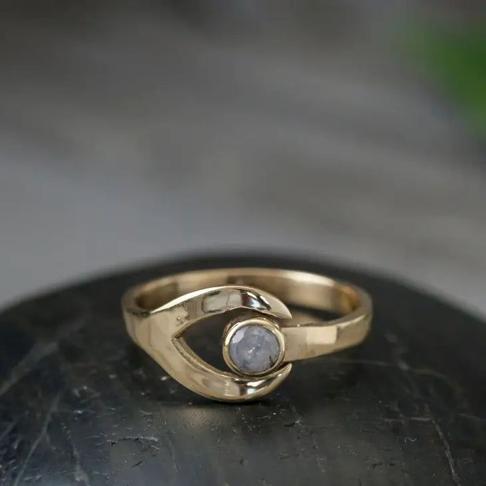 Baizaar Brass Fishtail Ring with Moonstone