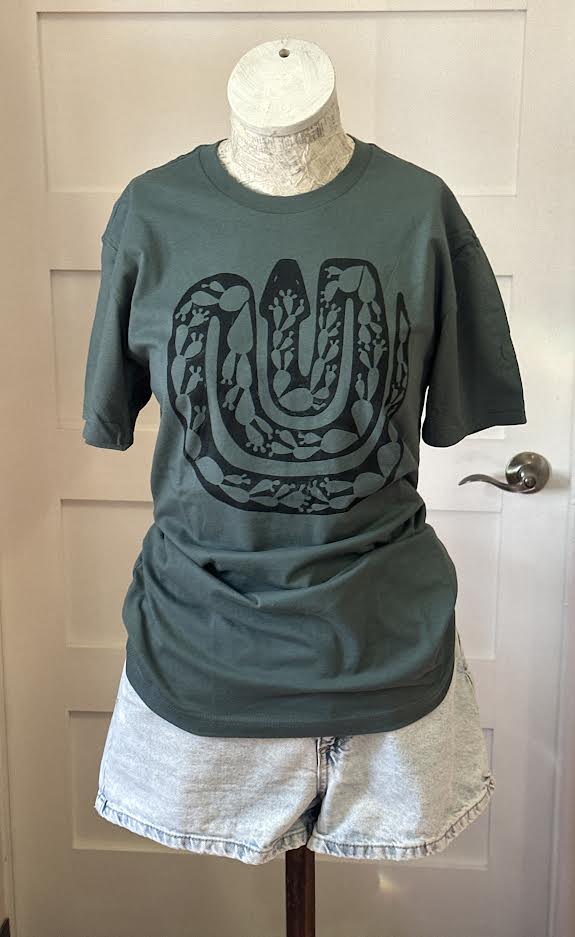 Sugar Lips Boutique Unisex Fit Shop Tee Snake Design Dark Green