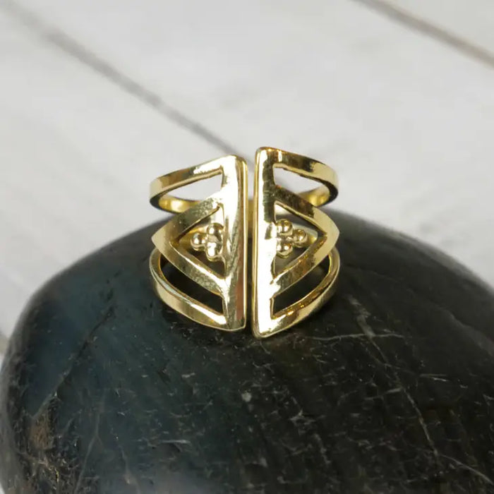 Baizaar Brass Geometric Cutout Ring