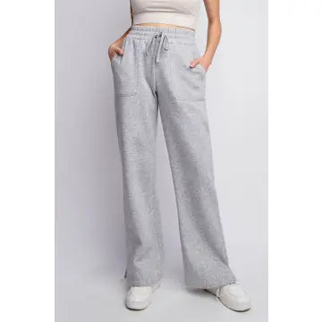 Sunday Morning Straight Long-Leg French Terry Pants Grey