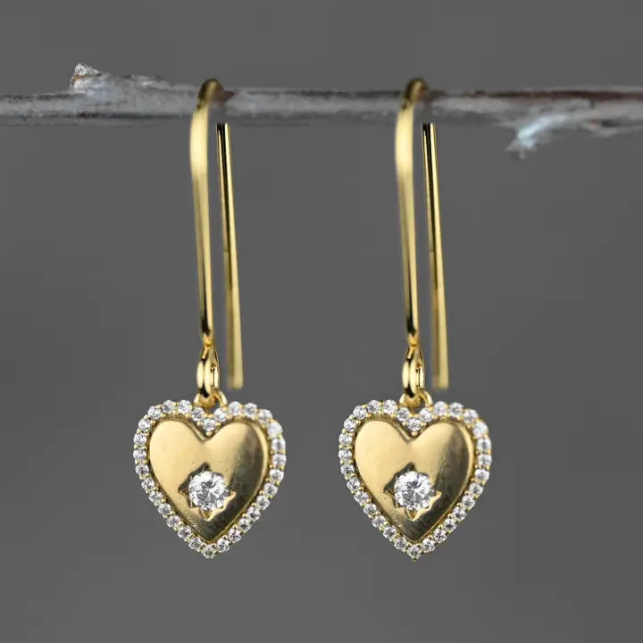 Small Vintage Heart w/ Tiny Crystals Earrings ~ Valentines KBD Studio