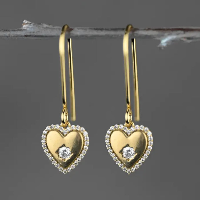 Small Vintage Heart w/ Tiny Crystals Earrings ~ Valentines KBD Studio