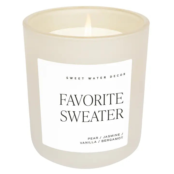 Sweet Water Decor Favorite Sweater 15 oz Soy Candle, Matte Jar (Copy)