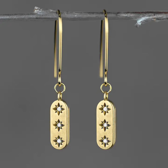 Triple 3 Star Crystal Earrings KBD Studio