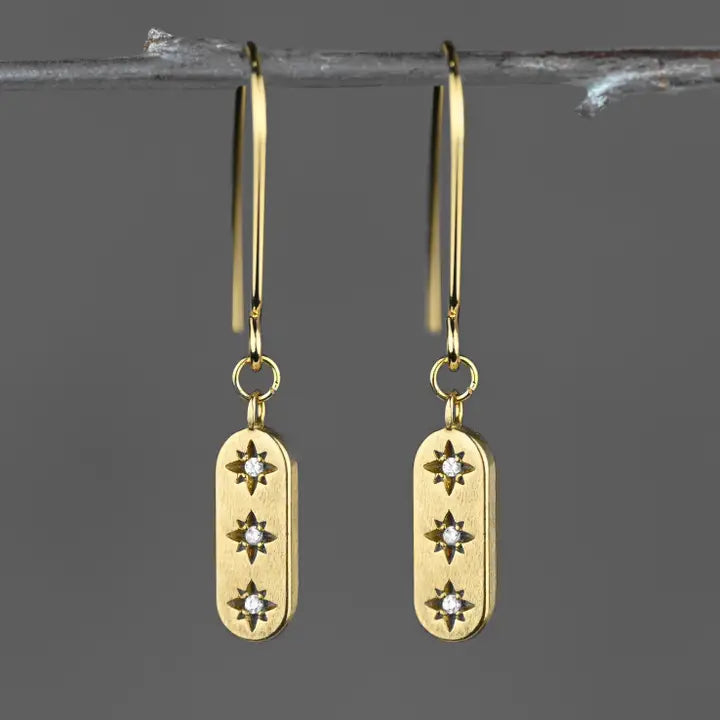 Triple 3 Star Crystal Earrings KBD Studio