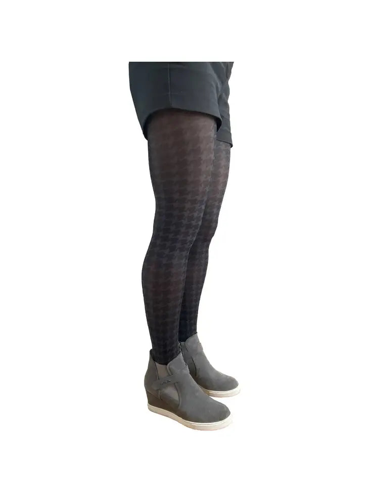 Malka Chic Black and Gray Houndstooth Tights