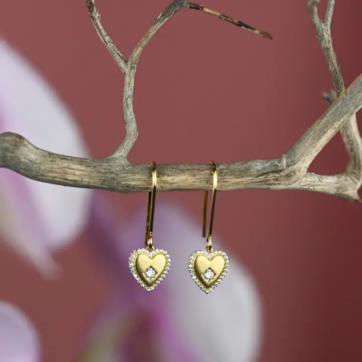 Small Vintage Heart w/ Tiny Crystals Earrings ~ Valentines KBD Studio