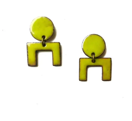 CF Geometric Chartreuse Earrings
