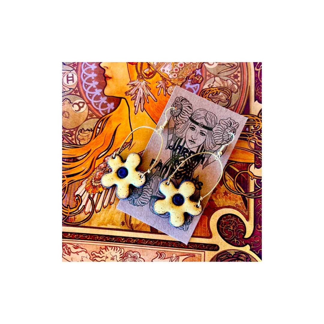 Tough Kitty Designs Jardin Des Fantômes Ceramic Desert Yellow Blooms Earrings