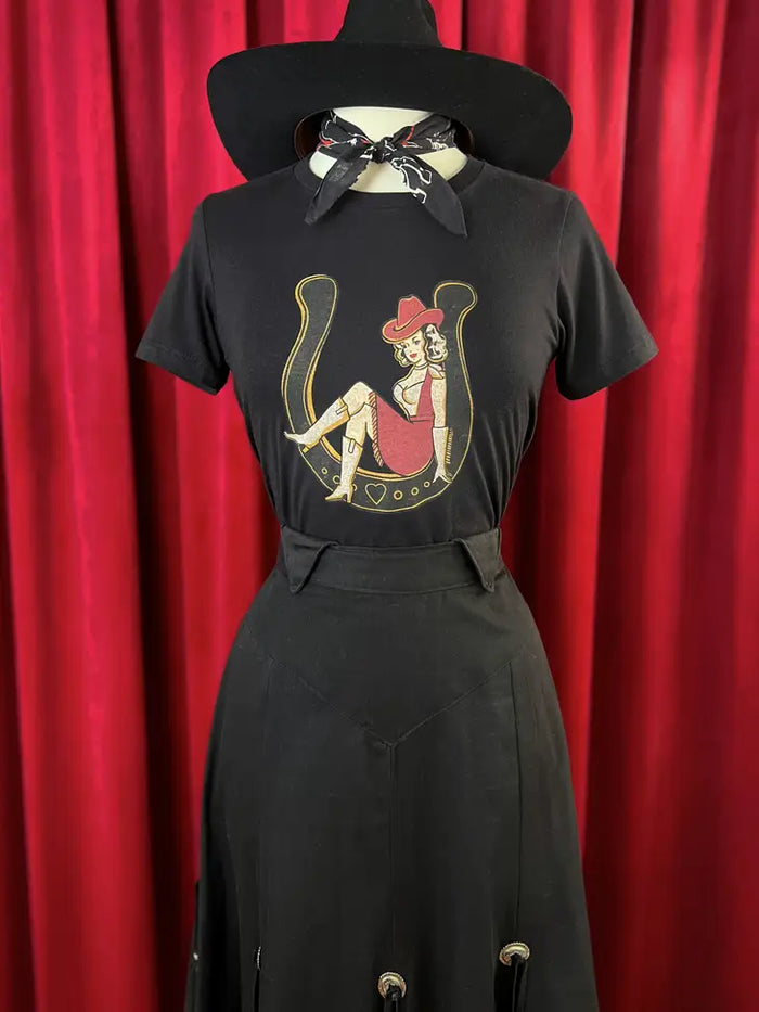 Mischief Made Lady Luck Fitted Tee in Black