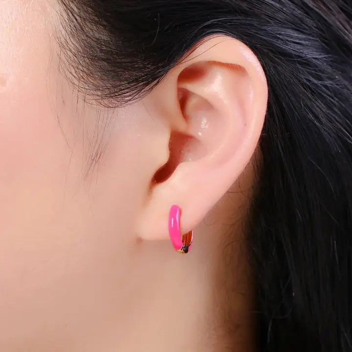 Colorful Enamel Hoop Earrings