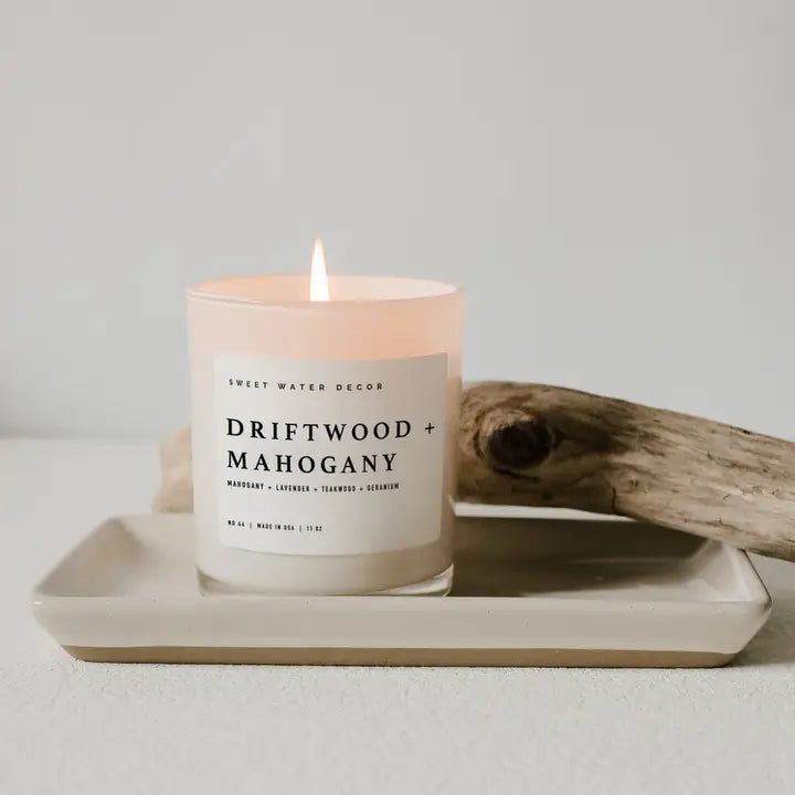 Sweet Water Decor Driftwood and Mahogany 11 oz Soy Candle