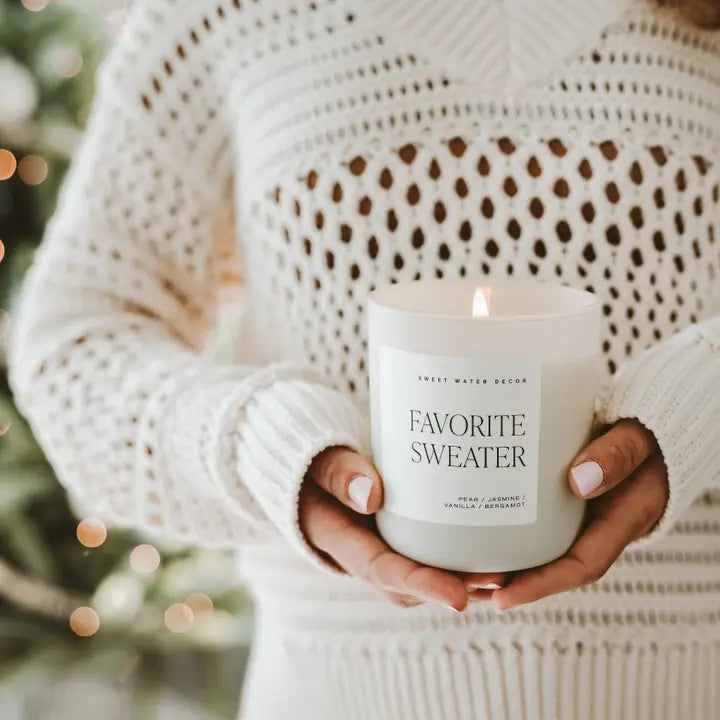 Sweet Water Decor Favorite Sweater 15 oz Soy Candle, Matte Jar (Copy)