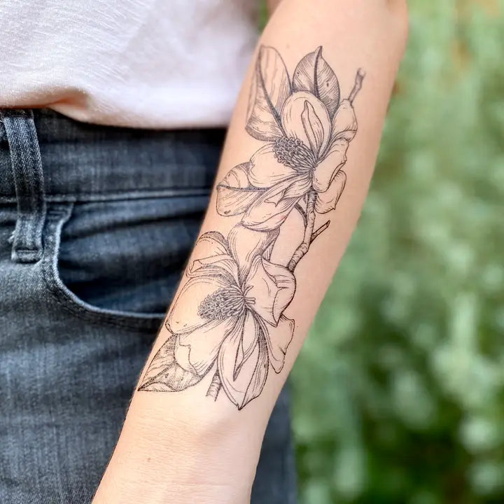 NatureTats Magnolia Flower Temporary Tattoo