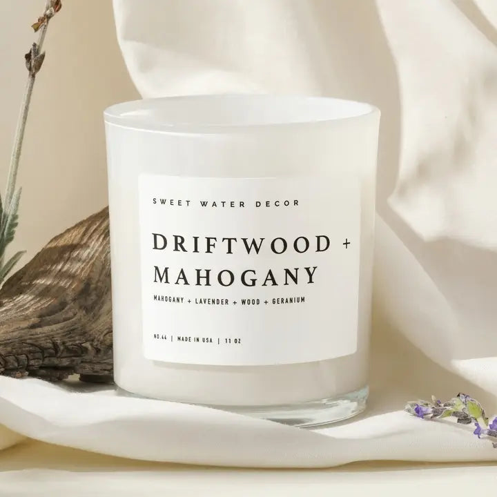 Sweet Water Decor Driftwood and Mahogany 11 oz Soy Candle