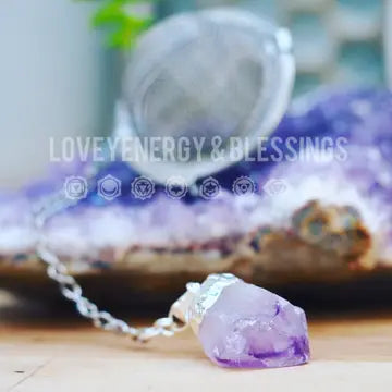 Loveyenergy & Blessings Amethyst Crystal Tea Infuser, Crystal Loose Leaf Tea Ball