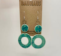 Tough Kitty Designs Bauhaus Speckled Jade Ceramic Hoops