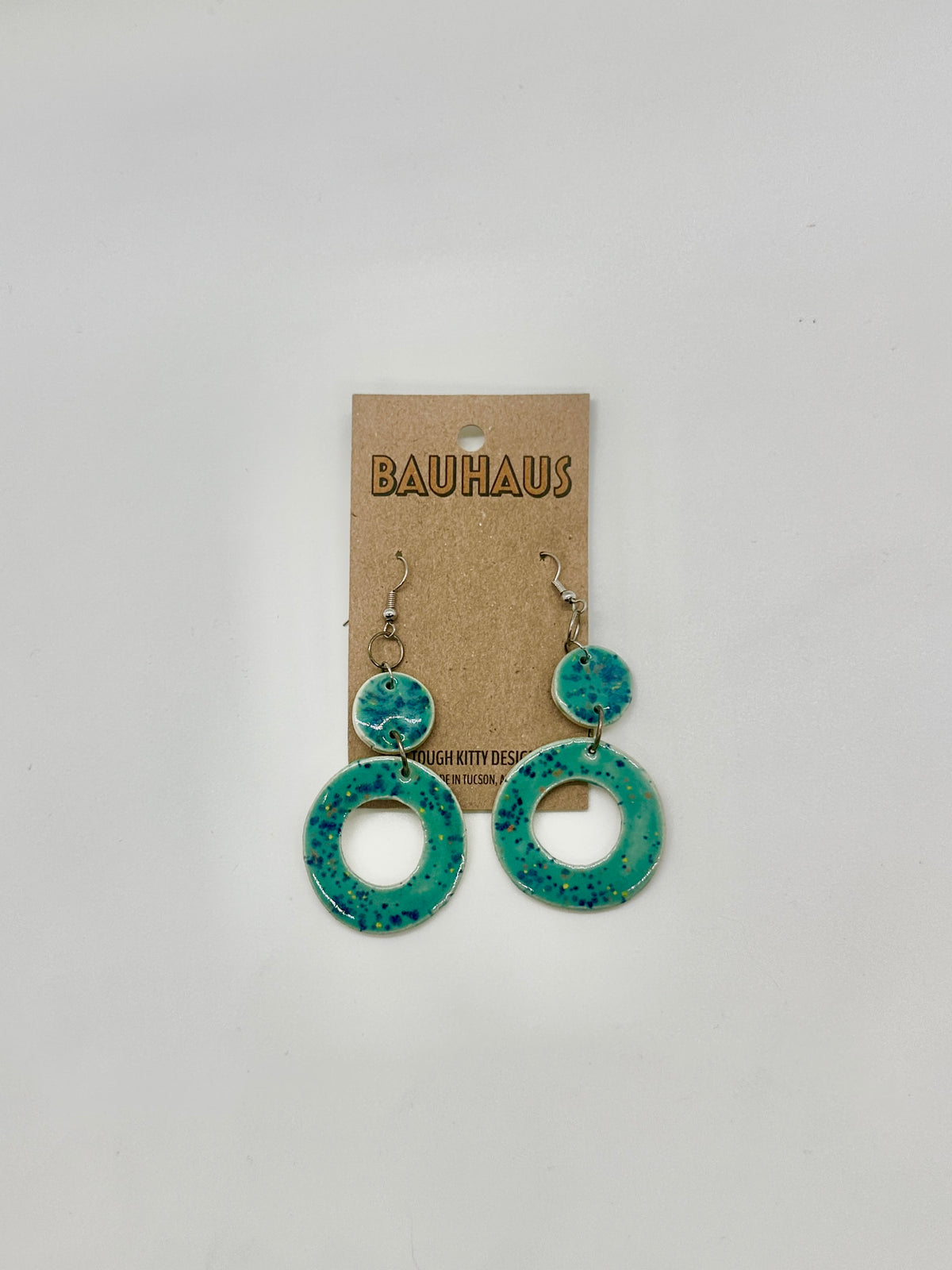 Tough Kitty Designs Bauhaus Speckled Jade Ceramic Hoops